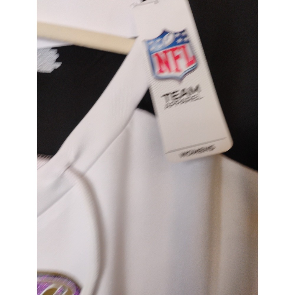 NFL Team Apparel Baltimore Ravens NFL Shirt 1X White Purple Women Sparkle V Neck - Picture 5 of 9